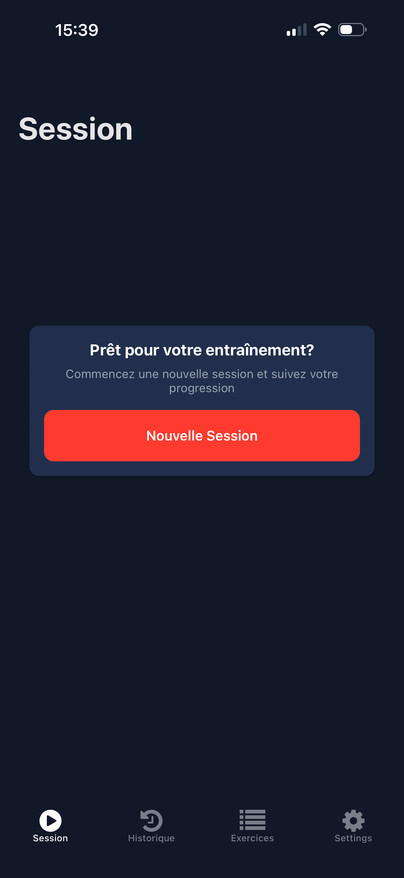 Démarrer une séance